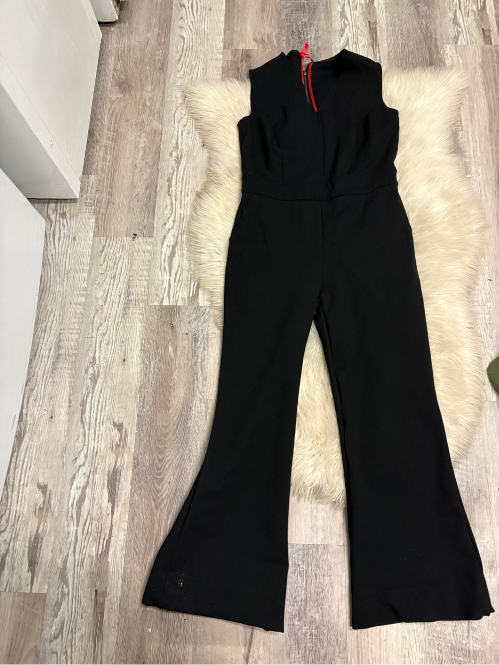 Spanx The Perfect Sleeveless Jumpsuit Classic Black Flare Leg M (short/petite) - Picture 9 of 14